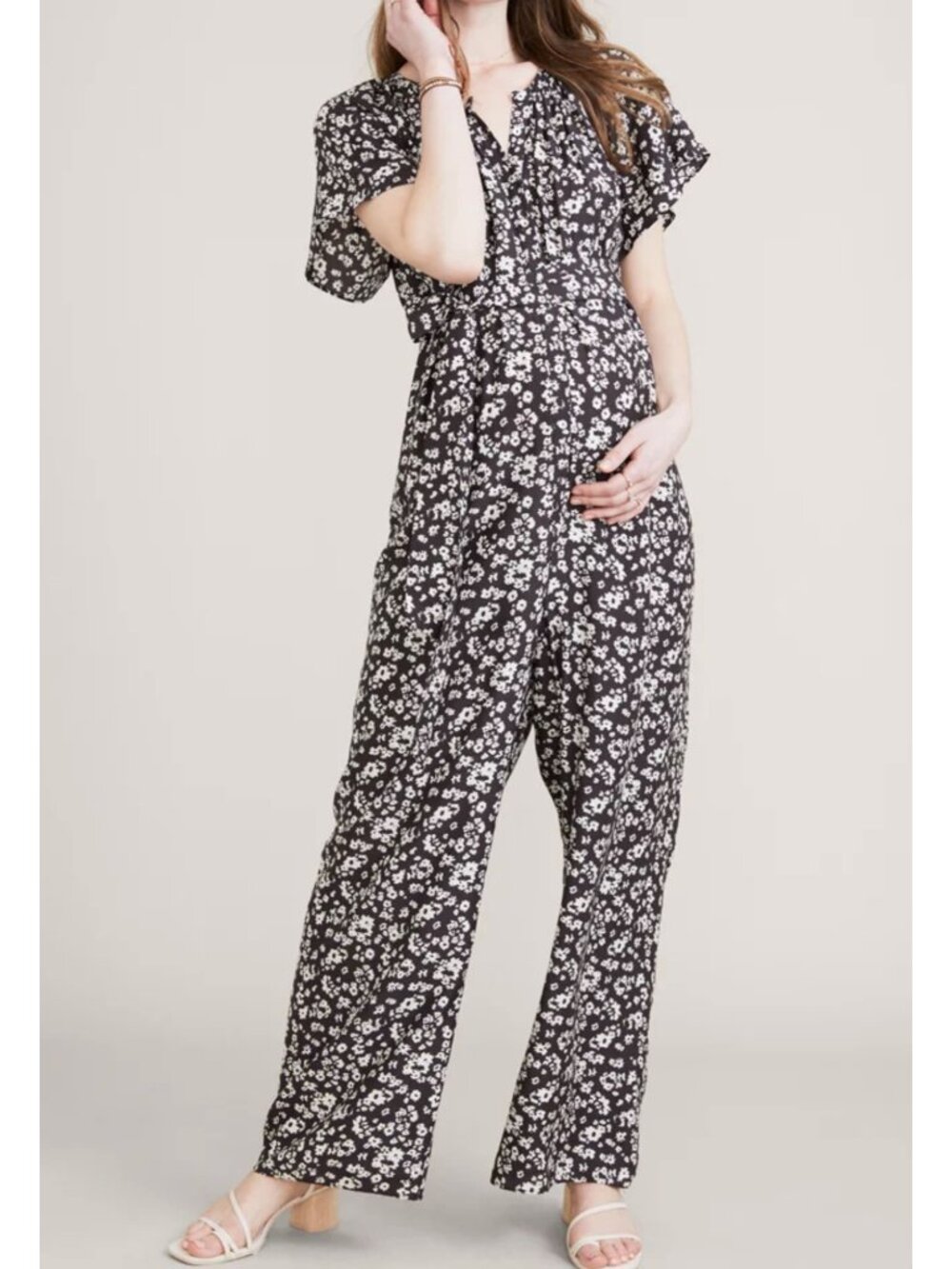 NWT HATCH The Regina Jumpsuit black white floral SZ0 bust42